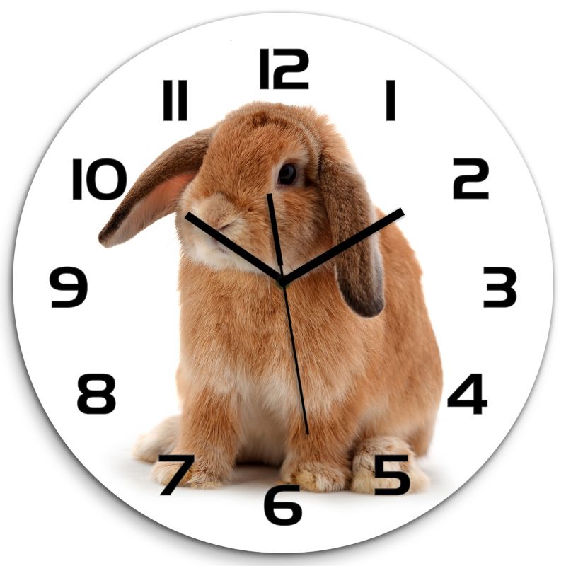Zegar szklany Tulup Rudy królik czarne wskazówki fi30 cm cichy 1 szt.