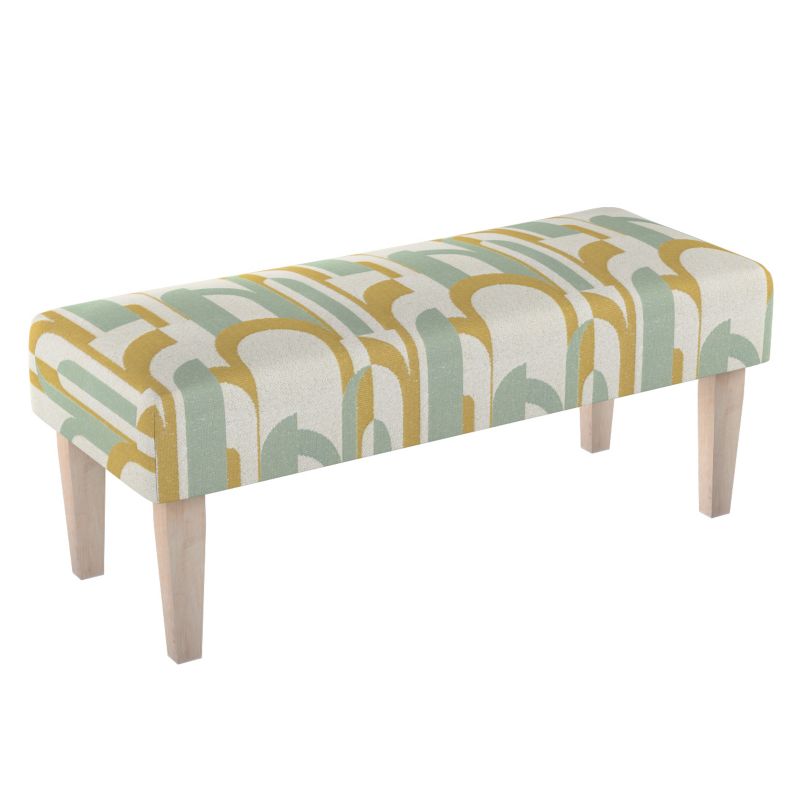 Ławka Dekoria 100 x 40 x 40 cm miętowo-żółte wzory na kremowym tle 1 szt.