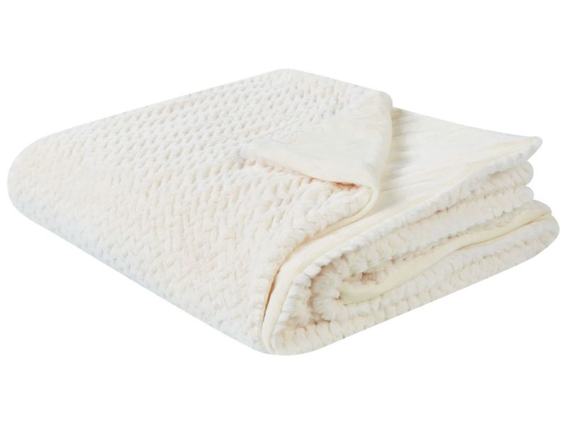 Narzuta na łóżko Surmi Sztuczne futro 150 x 200 cm Złamana biel 1 szt.