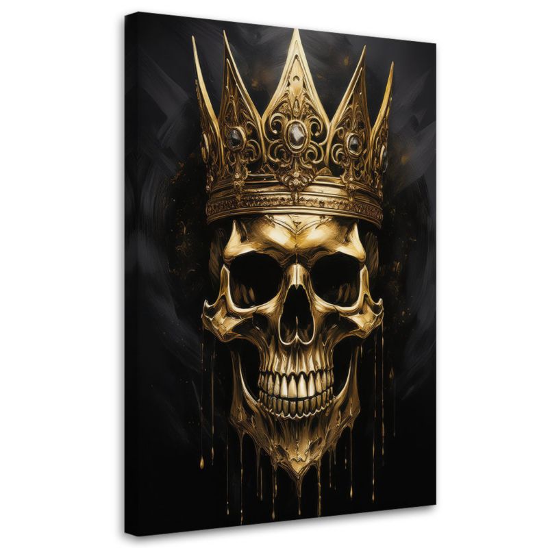 Obraz na płótnie Feeby Złota Czaszka w koronie Glamour 80x120cm 1szt