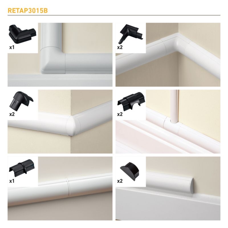 Akcesoria do listwy półokrągłej D-line 30 x 15 mm czarne 10 szt.