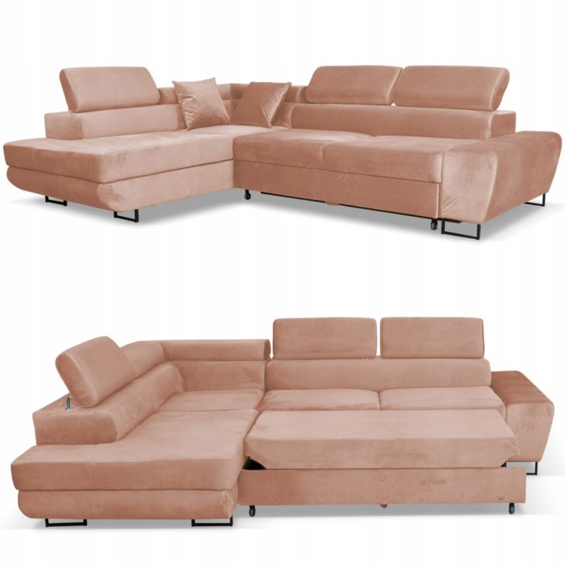 Sofa kanapa do salonu rozkładany lewy Family Meble Bosso ciemny beż 1szt