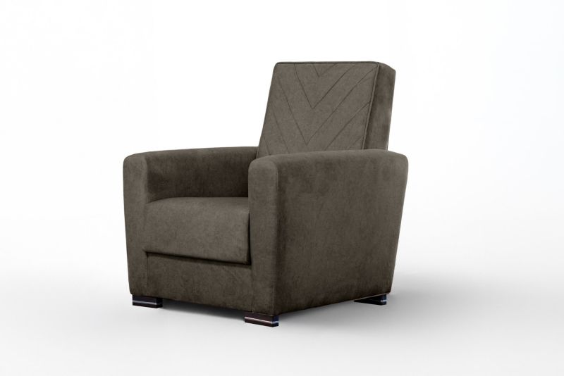 Fotel tapicerowany Bettso Vera z pikowanym oparciem do salonu brązowy 1szt.