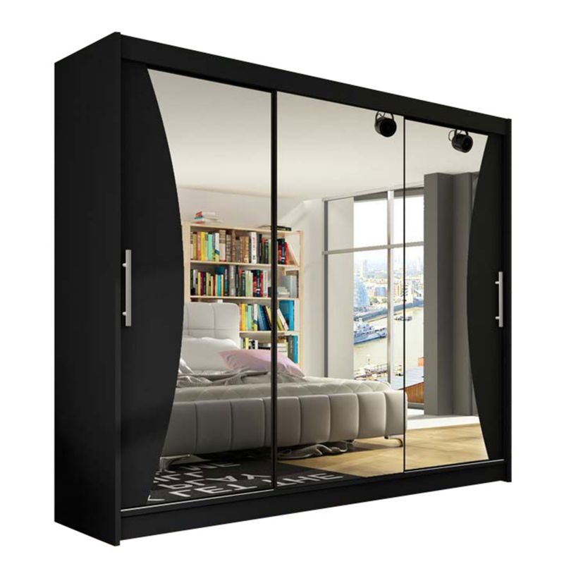 Szafa MIRJAN 24 z drzwiami przesuwnymi Aston IV czarny/lustro 1 szt.