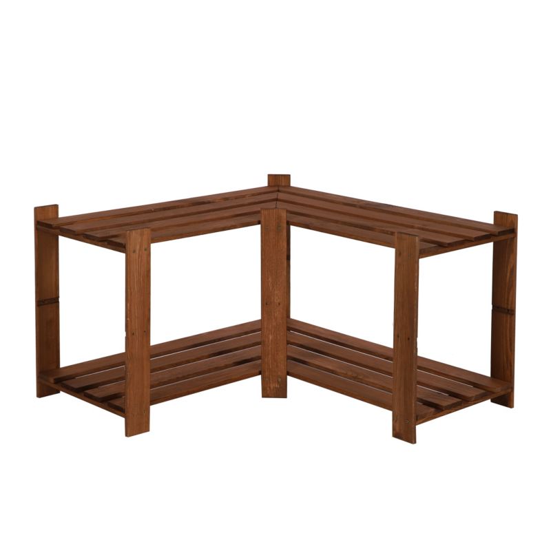 Regał narożny drewniany MODO24 impregnacja brązowa pojemny do książek i zabawek 1 szt.