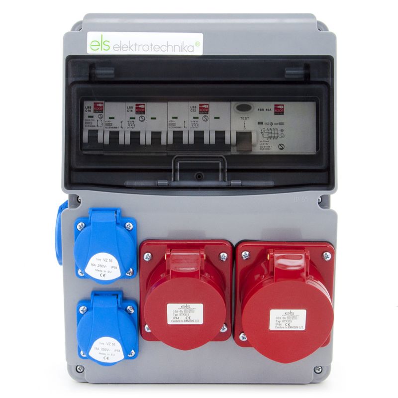 Rozdzielnica 11-modułowa zabezpieczona ELS Elektrotechnika 11NO31C11C11CF 32/5xC32 16/5xC16 3GSxC16 FSS 40A IP44 okablowana 1 szt.