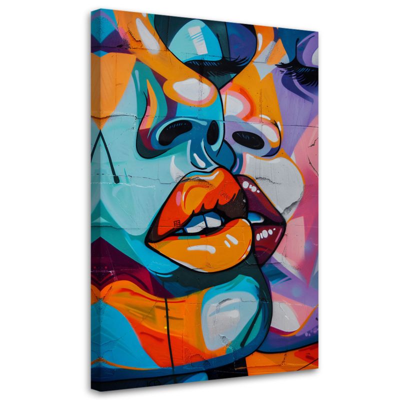 Obraz do sypialni salonu Feeby Abstrakcja Kolorowe Twarze 80x120 cm 1szt