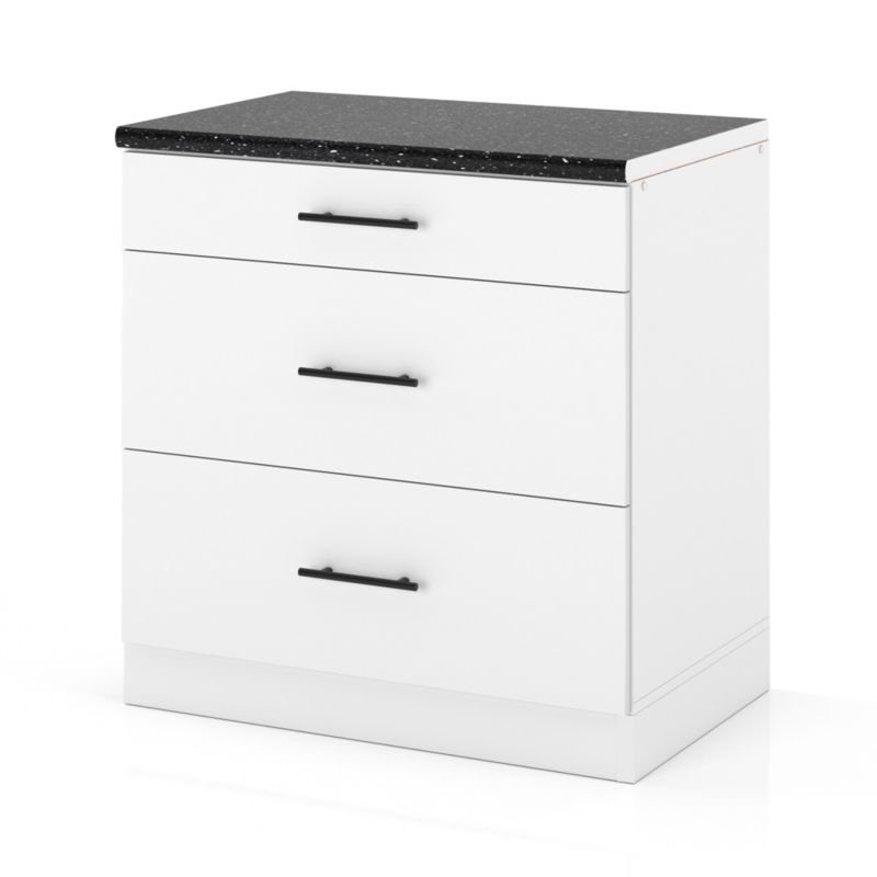 Szafka Kuchenna Hurtownia-Mebli Stojąca Z Szufladami D80S3 MET sPremium 80cm Biały Mat Biały Mat 80x52x85 cm 1szt.