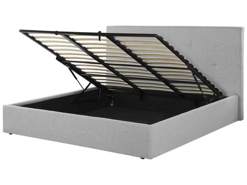 Łóżko z pojemnikiem tapicerowane 180 x 200 cm szare Lorient 1 szt.