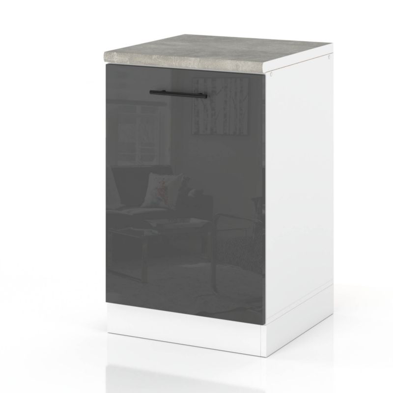 Szafka Kuchenna Hurtownia-Mebli Stojąca D50 sPremium 50cm Biały Mat Szary Połysk 50x52x85 cm 1szt.