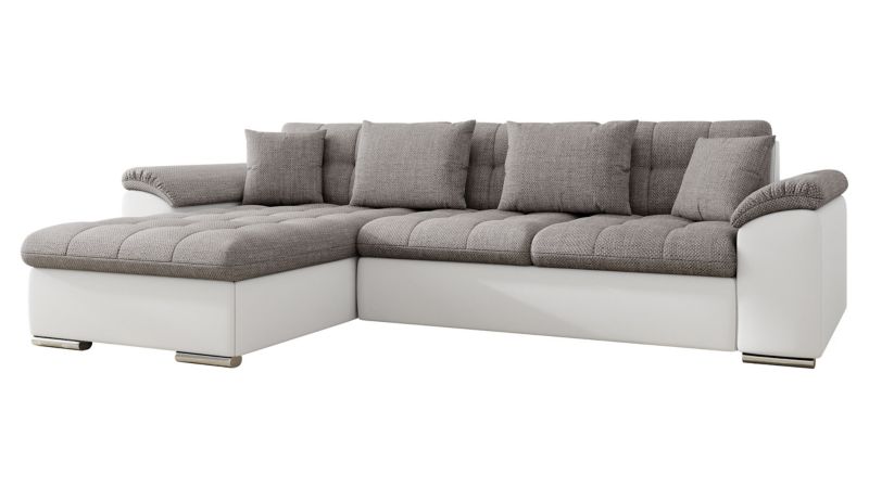 Narożnik z funkcją spania MIRJAN 24 Diana lewy biała ekoskóra/ciemnobeżowa plecionka 1 szt.