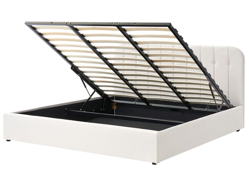 Łóżko z pojemnikiem Challans 180 x 200 cm Złamana biel 1 szt.