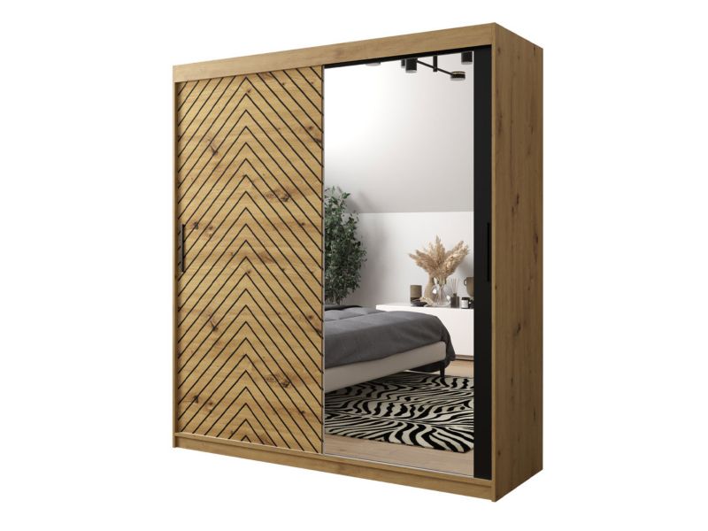 Szafa MIRJAN 24 Jodełka 2 180 dąb artisan + czarny 1 szt.