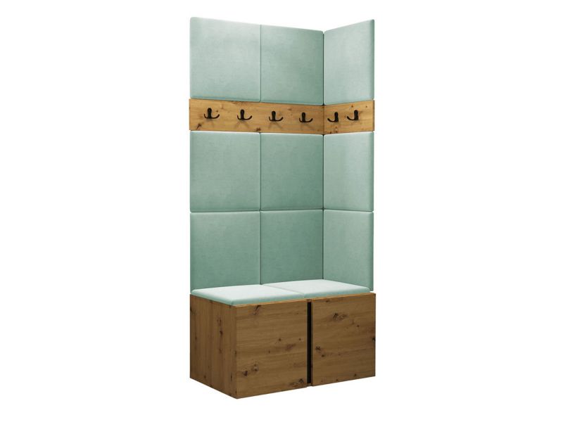 Garderoba MIRJAN 24 Orion I dąb artisan/czarny + miętowy 1 kpl.