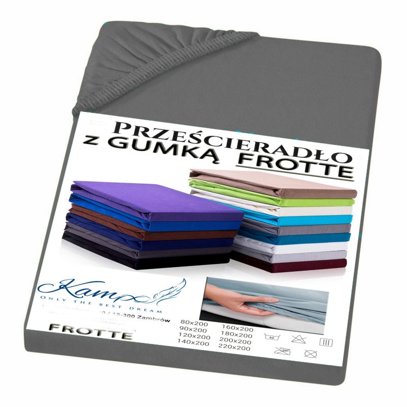 Prześcieradło z gumką frotta szary ciemny 80x200 1 szt.