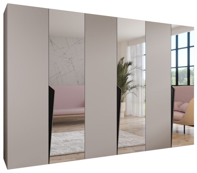 Szafa uchylna z lustrem otwierana Abiks PIANO 2 300 (3x100) wys 202 cm Kaszmir + Czarny 1 szt