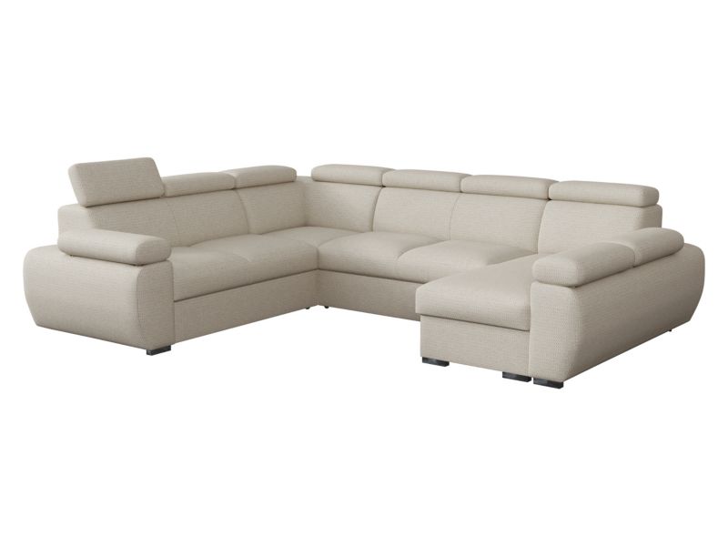 Narożnik z funkcją spania MIRJAN 24 Boston U prawy 2R+R+2P+LC beżowa plecionka 1 szt.