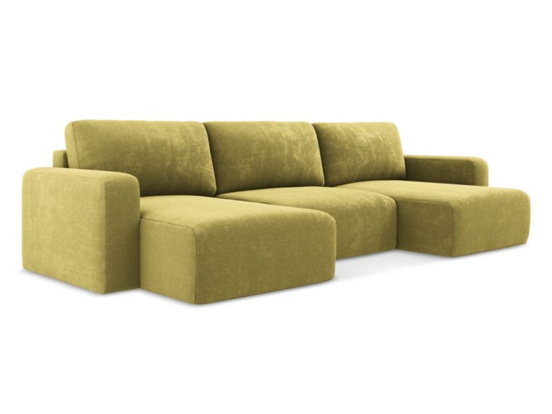 Sofa panoramiczna z funkcją spania LaMiaSofa OSTIA z tkaniny szenilowej 332x149 cm limonkowy 1 szt.