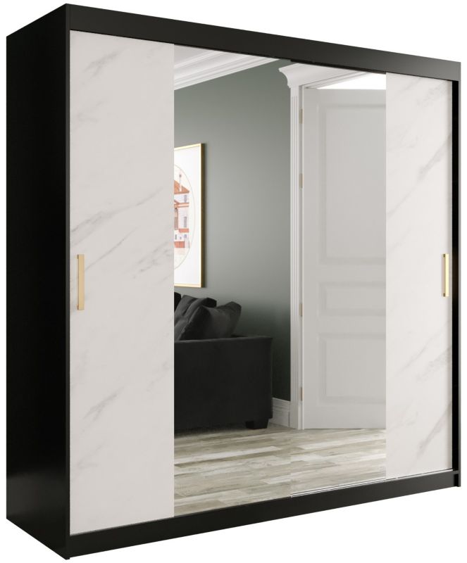 Szafa przesuwna Garderoba Abiks Marmur T1 200 czarny + biały 1 szt.