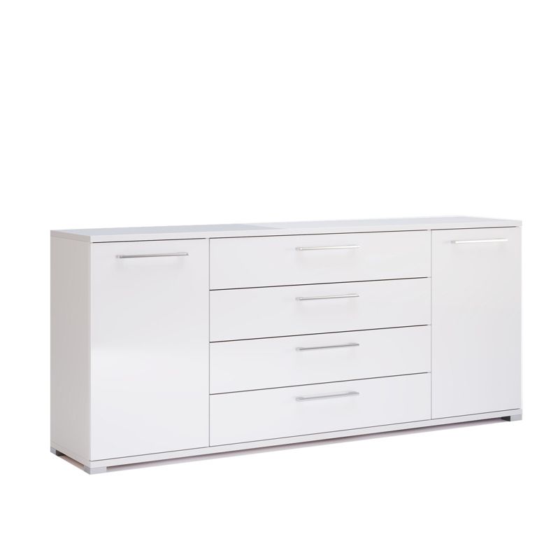 Komoda Delicious z szufladami INTESI ryflowana biała glamour na złotych nogach 154 cm 1 szt.