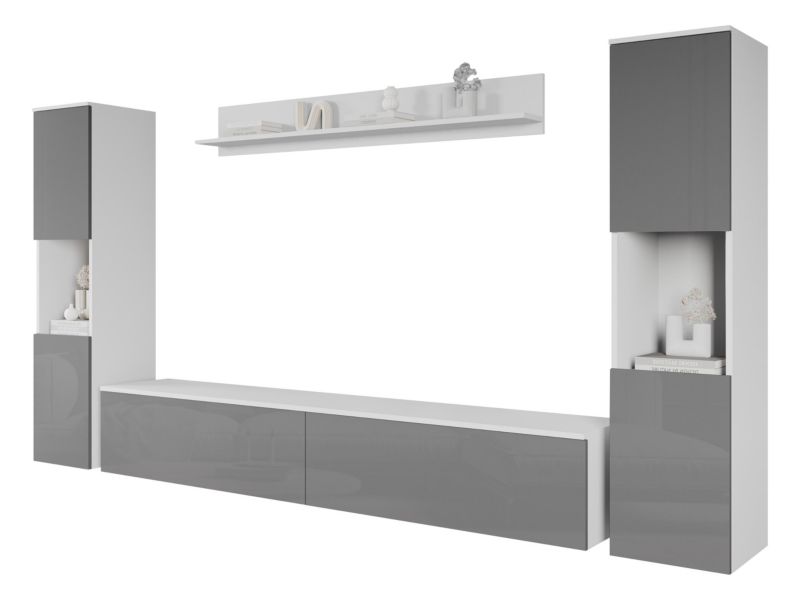 Meblościanka MIRJAN 24 Paris XL biały / szary połysk 1 kpl.