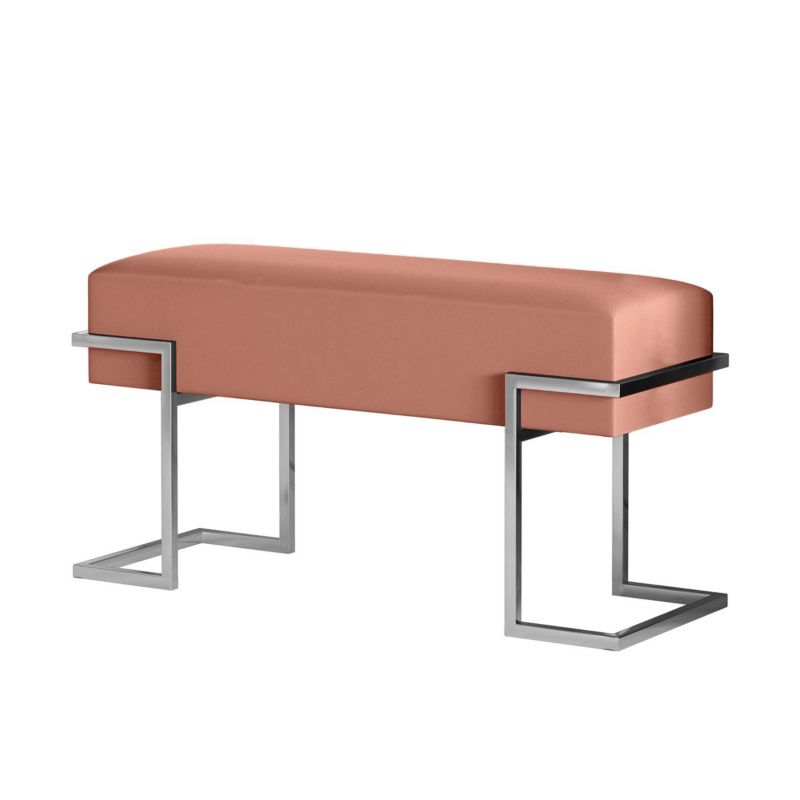 Ławka tapicerowana Bettso Cely 100 cm do przedpokoju na chromowanym stelażu różowy 1szt.