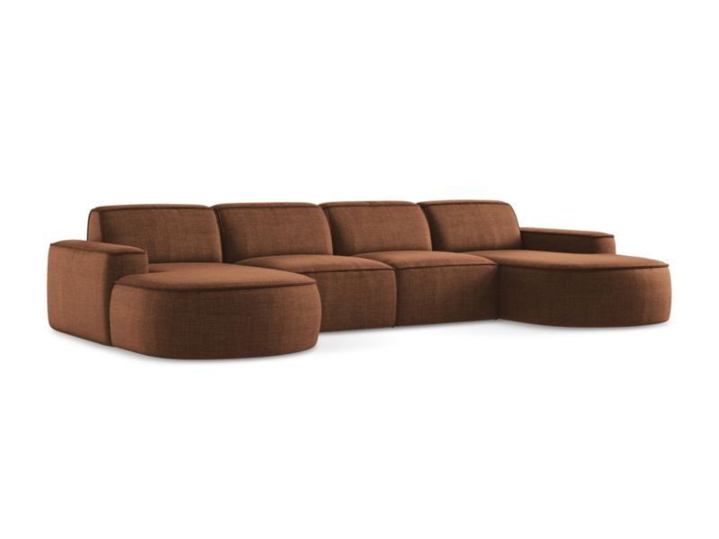 Sofa modułowa panoramiczna LaMiaSofa MELISSA z tkaniny strukturalnej 364x166 cm terakota 1 szt.