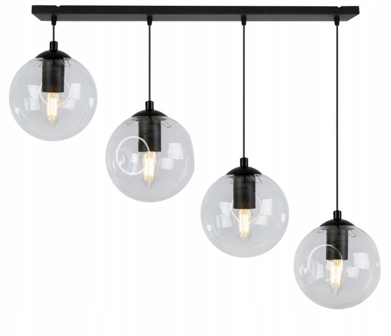 Lampa sufitowa wisząca Light Home LH Monako 4x E27 60W czarny/bezbarwny 1szt.