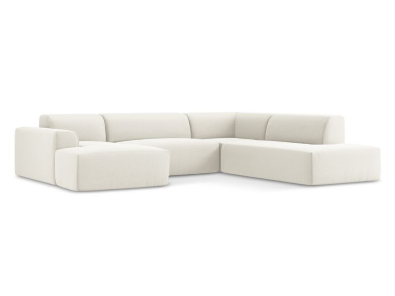 Sofa panoramiczna LaMiaSofa BOVA z tkaniny welwetowej 344x264 cm jasny beż 1 szt.