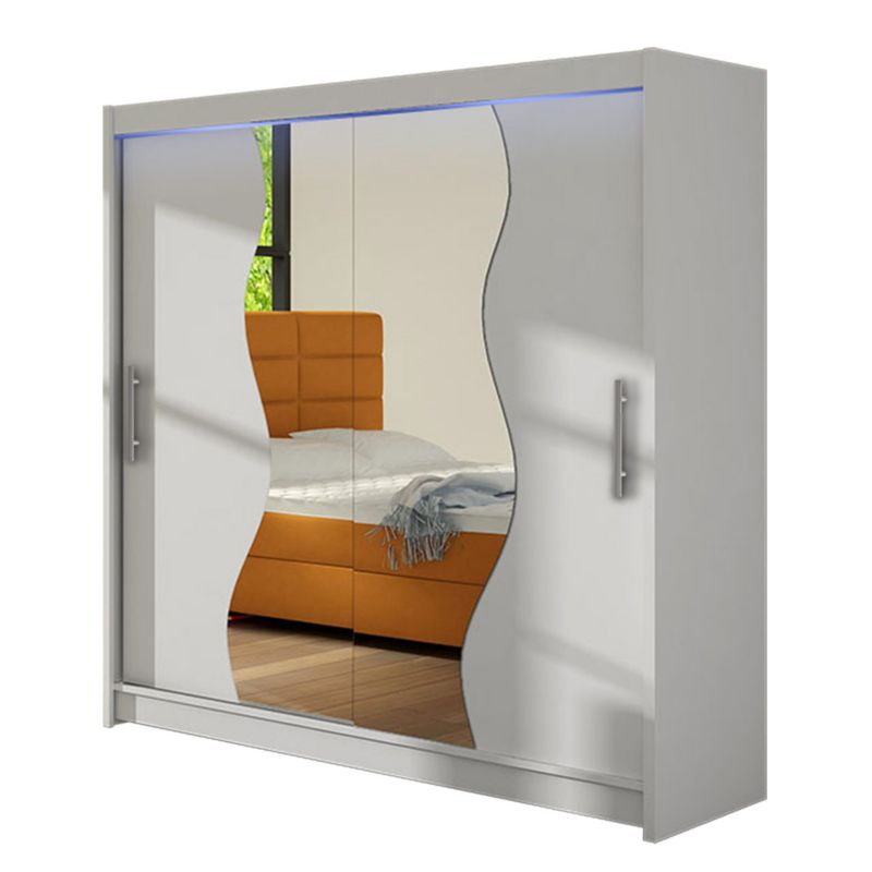 Szafa MIRJAN 24 z drzwiami przesuwnymi Begas z oświetleniem RGB biały/lustro 1 szt.