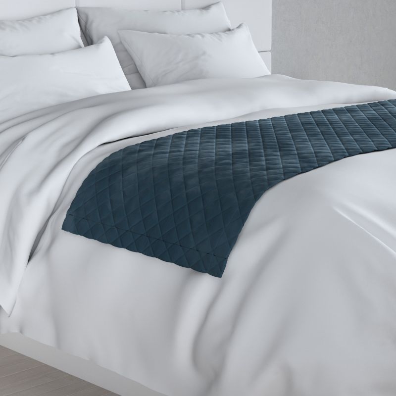 Narzuta hotelowa bieżnik Velvet 60x200cm Dekoria 200x60cm pruski błękit 1 szt.