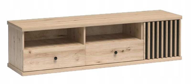 Szafka RTV Furnidea 160 cm dąb artisan czarny lamelowa CALI 1 szt.