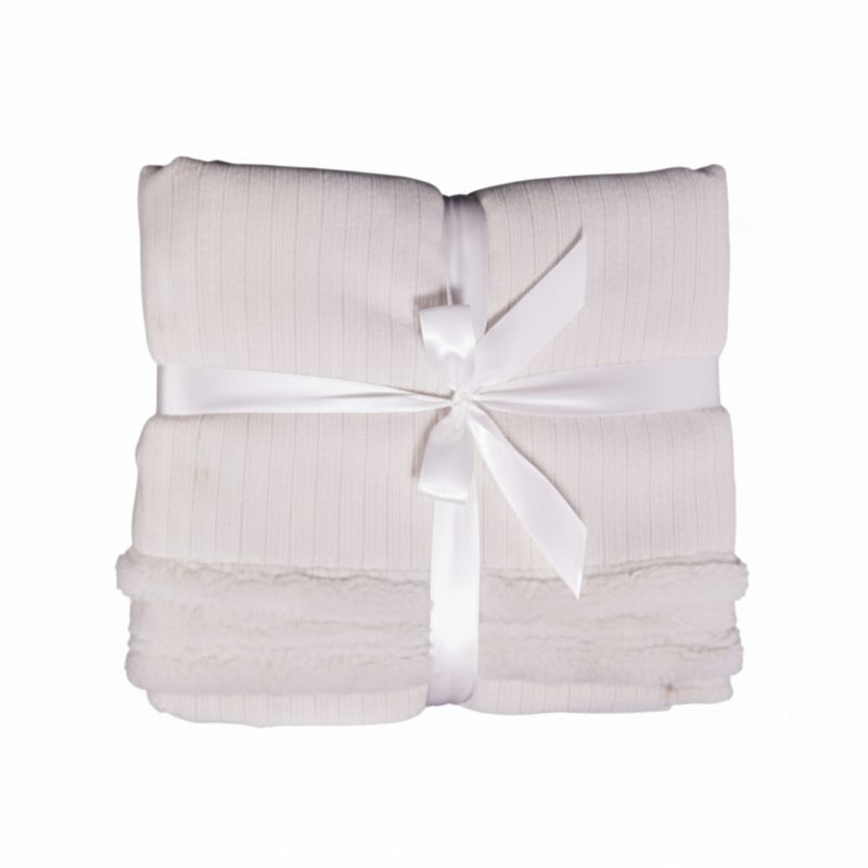 Koc Świąteczny EDANTI Dekoracyjny Narzuta Na Łóżko 150x125cm Ozdoba Ciepły Biały 1 szt.