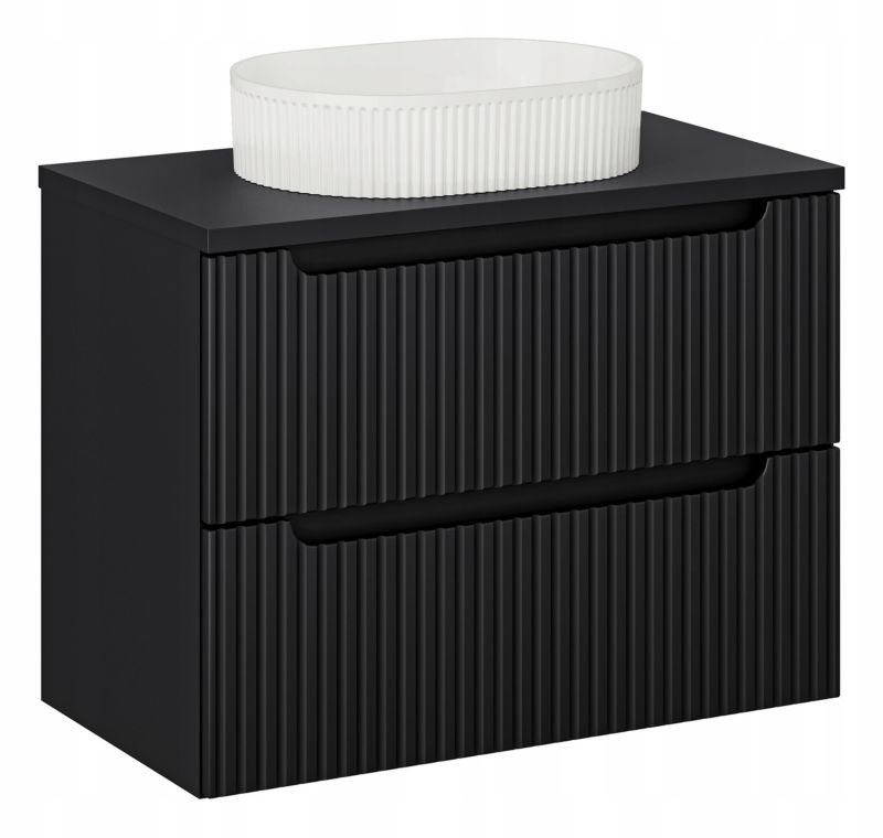 Szafka pod Umywalkę łazienkowa 80 cm Wisząca z Blatem Czarny Nova Black Czarna z Umywalką Furnidea 1szt.