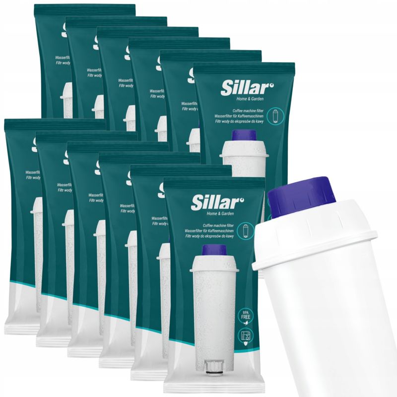 Filtr wody, Sillar, do ekspresu Delonghi Dinamica Plus ECAM, węglowy, zamiennik DLS C002 SER3017, 12szt