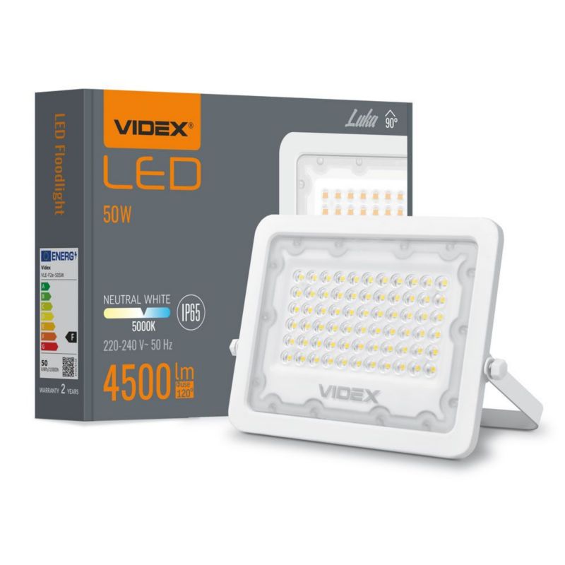 Naświetlacz LED Videx biały LED 50W 5000K 4500lm IP65 wym: 16 x 21,3 x 2,6 cm aluminium - 1 szt.