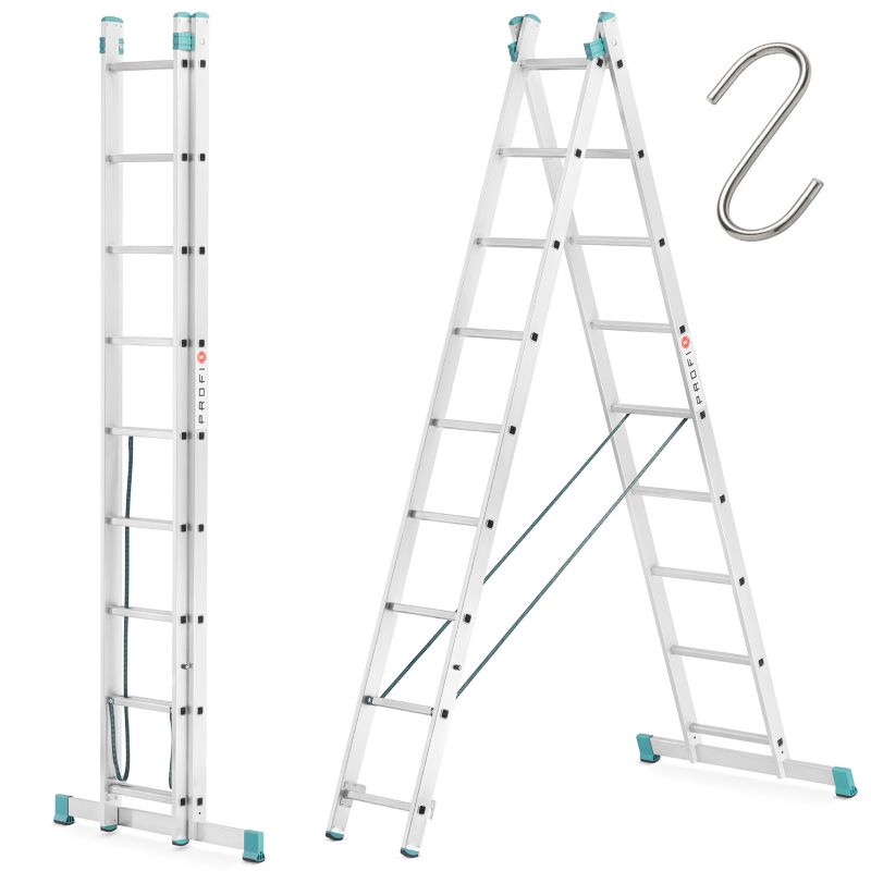Drabina aluminiowa profesjonalna ALOSS rozsuwna 2x9 TUV 150kg 1 szt