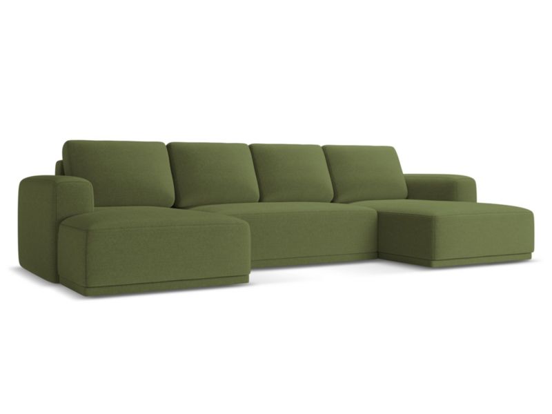 Sofa panoramiczna z funkcją spania LaMiaSofa BOLOGNA z tkaniny szenilowej 333x160 cm butelkowa zieleń 1 szt.