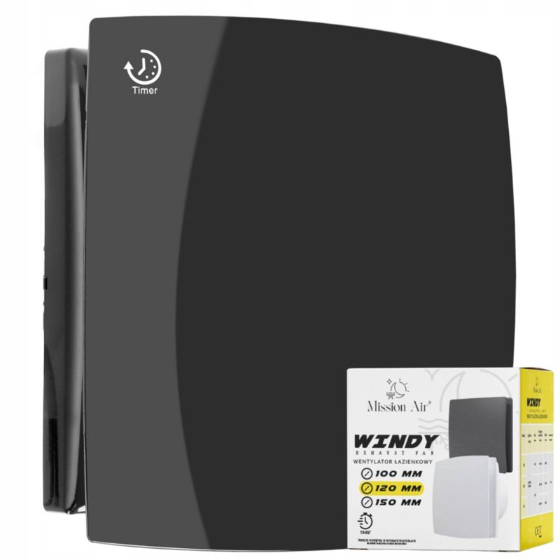 Wentylator łazienkowy WINDY 120 T Czarny 1 szt