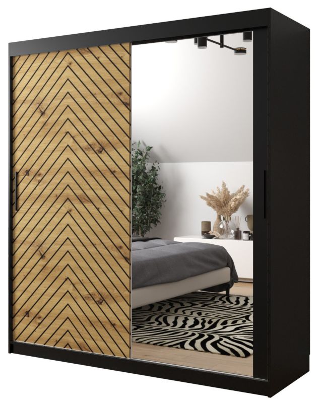 Szafa przesuwna Garderoba Abiks Jodełka 2 180 czarny + artisan 1 szt.