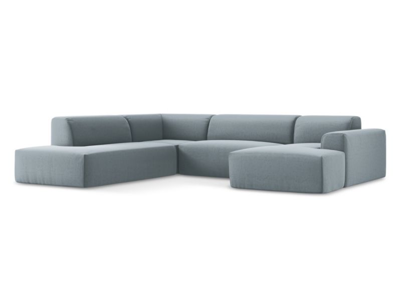 Sofa panoramiczna LaMiaSofa BOVA z tkaniny welwetowej 344x264 cm jasny niebieski 1 szt.