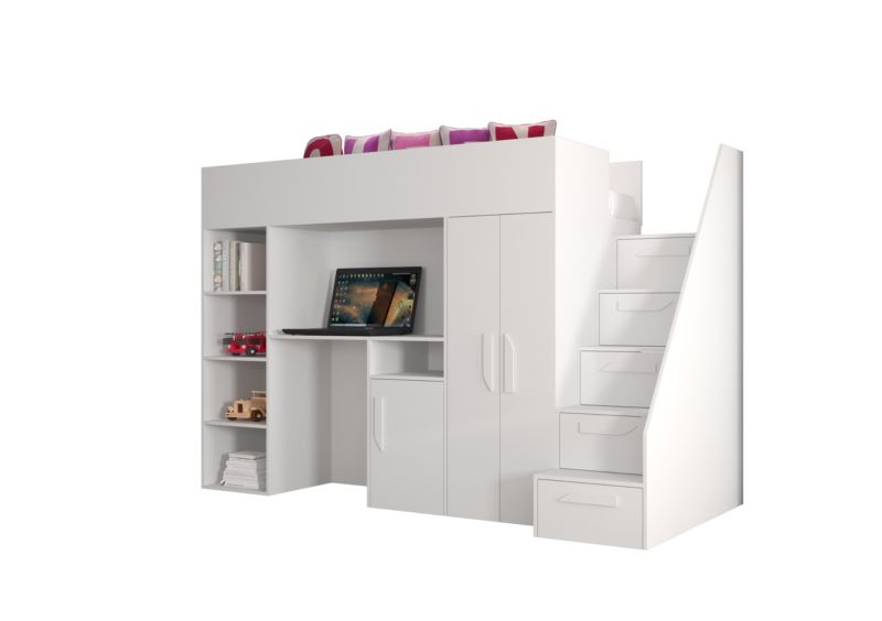 Łóżko piętrowe Antresola Abiks PARTY 14 biały + biały + biały 1 szt.