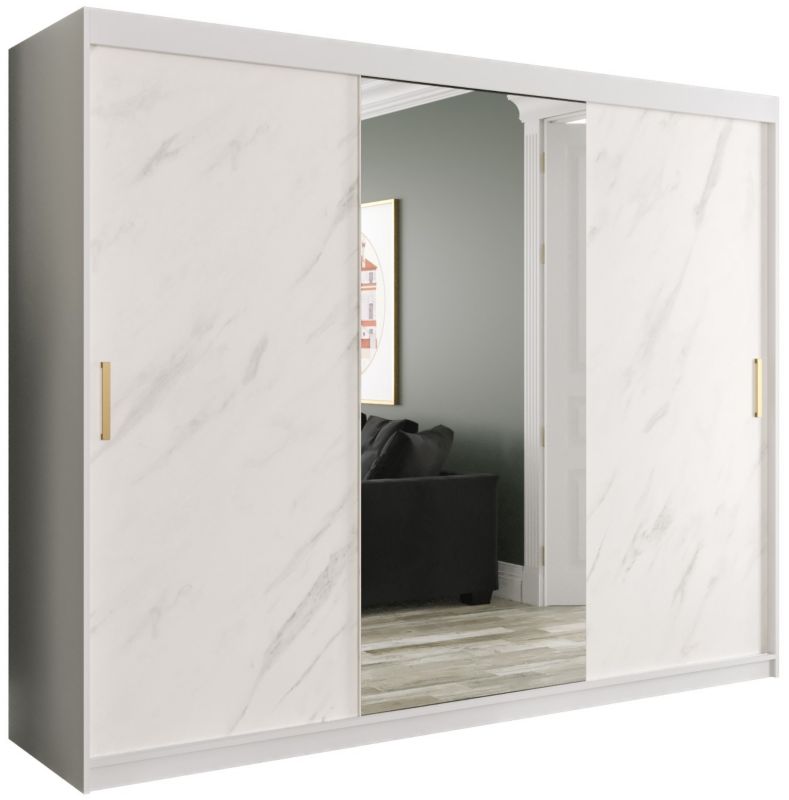 Szafa przesuwna Garderoba Abiks Marmur T1 250 biały + biały 1 szt.