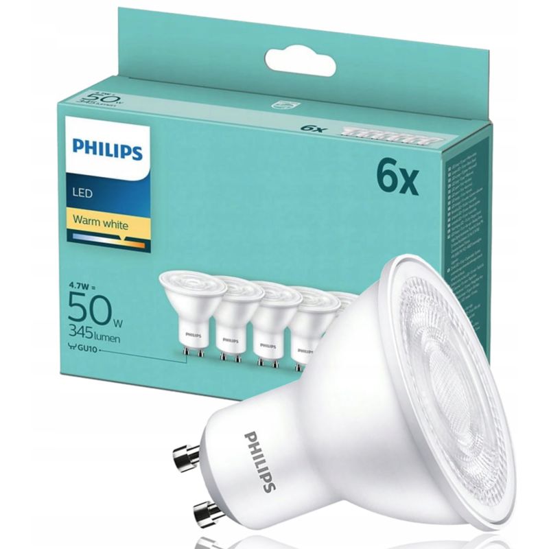 Żarówka Philips LED 4,7 W GU10 8718699777890 6 szt.