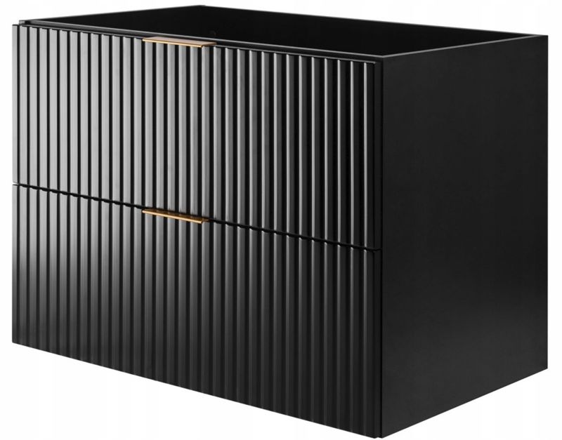 Szafka łazienkowa Furnidea 80 cm wisząca ryflowana czarny MDF Flow 1 szt.