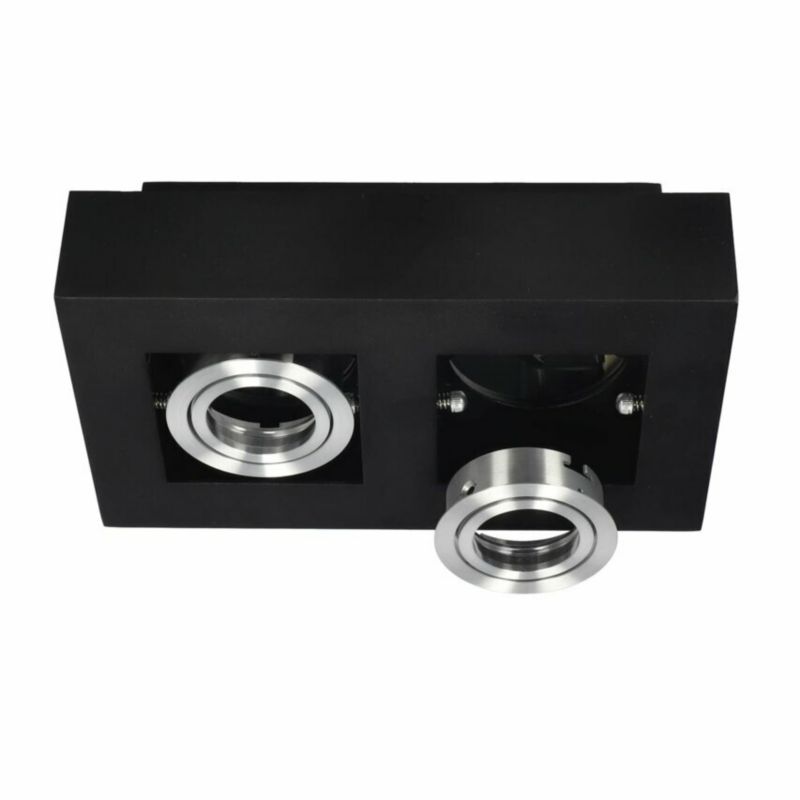 Punktowa oprawa sufitowa Edo Osmin Rim 2 Black Silver IP20 kwadratowa podwójna czarny mat, wymienny pierścień, 1 szt.