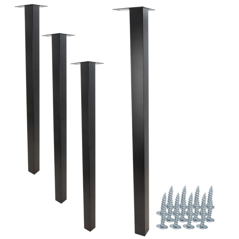 Noga meblowa B&B Prosta kwadratowa czarna 70 cm 4 szt