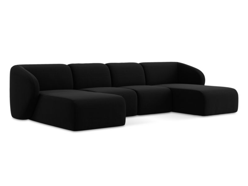 Sofa panoramiczna LaMiaSofa CERVO z tkaniny welwetowej 370x170 cm czarny 1 szt.