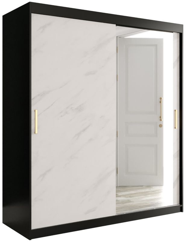 Szafa przesuwna Garderoba Abiks Marmur T2 180 czarny + biały 1 szt.