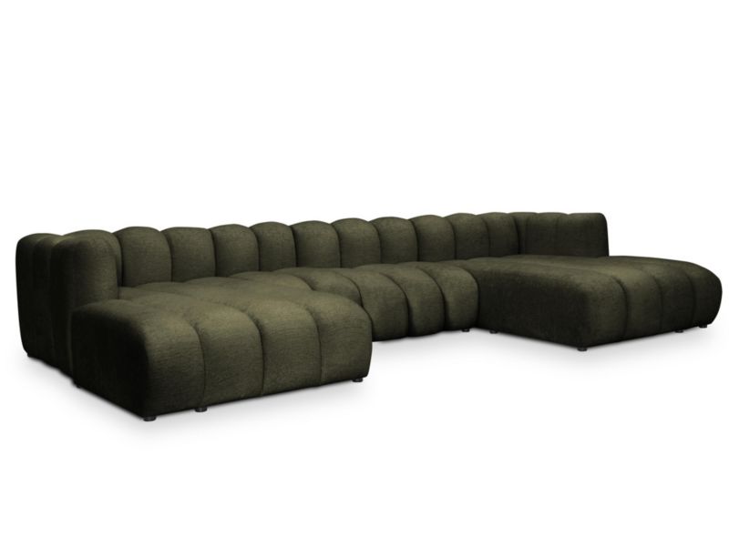 Sofa modułowa panoramiczna LaMiaSofa NAPOLI z tkaniny szenilowej 374x179 cm oliwkowy 1 szt.